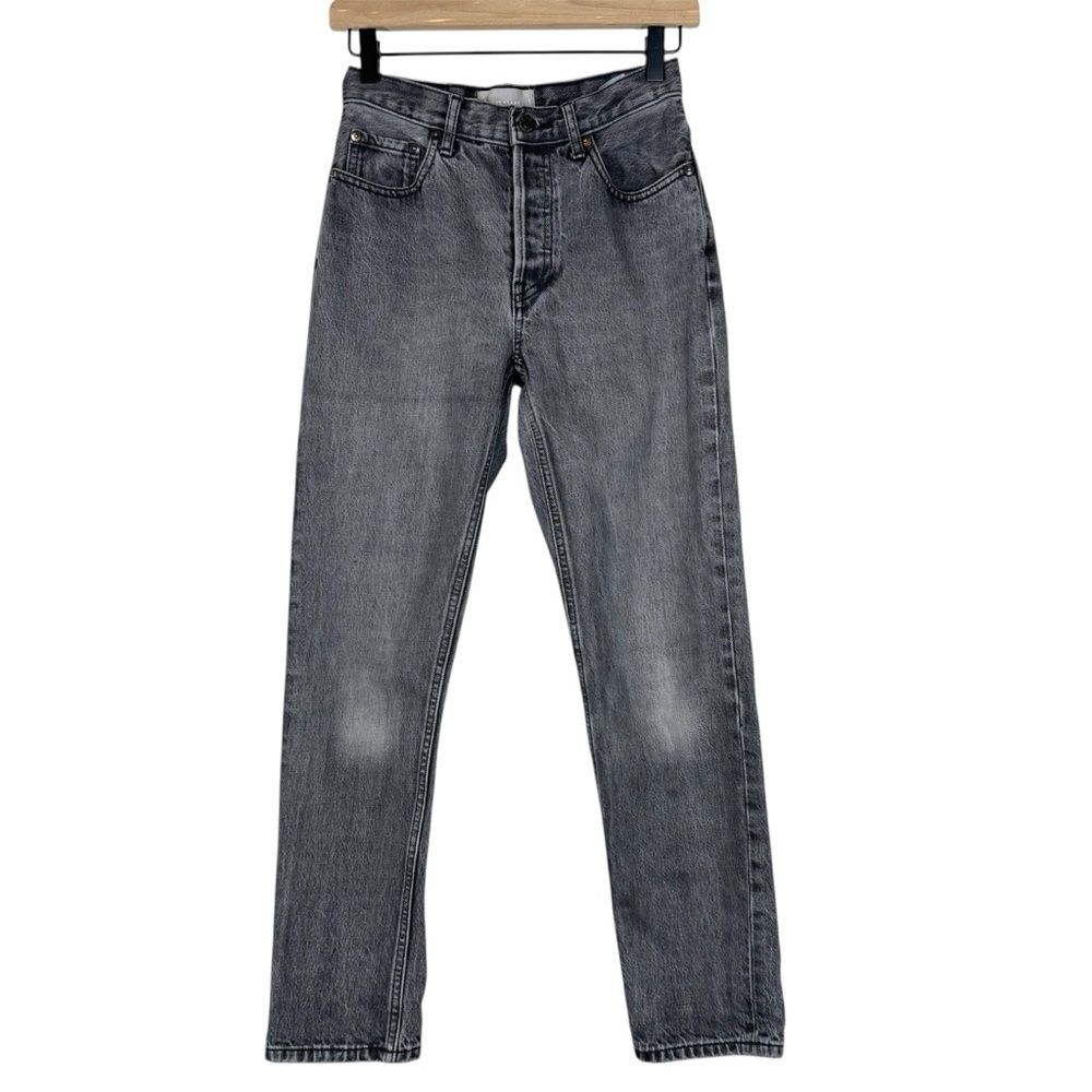 Everlane The Cheeky Jean Washed Black Denim Button Fly Straight Leg Size 24